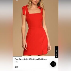 NWT Lulus Red Tie-Strap Mini Dress